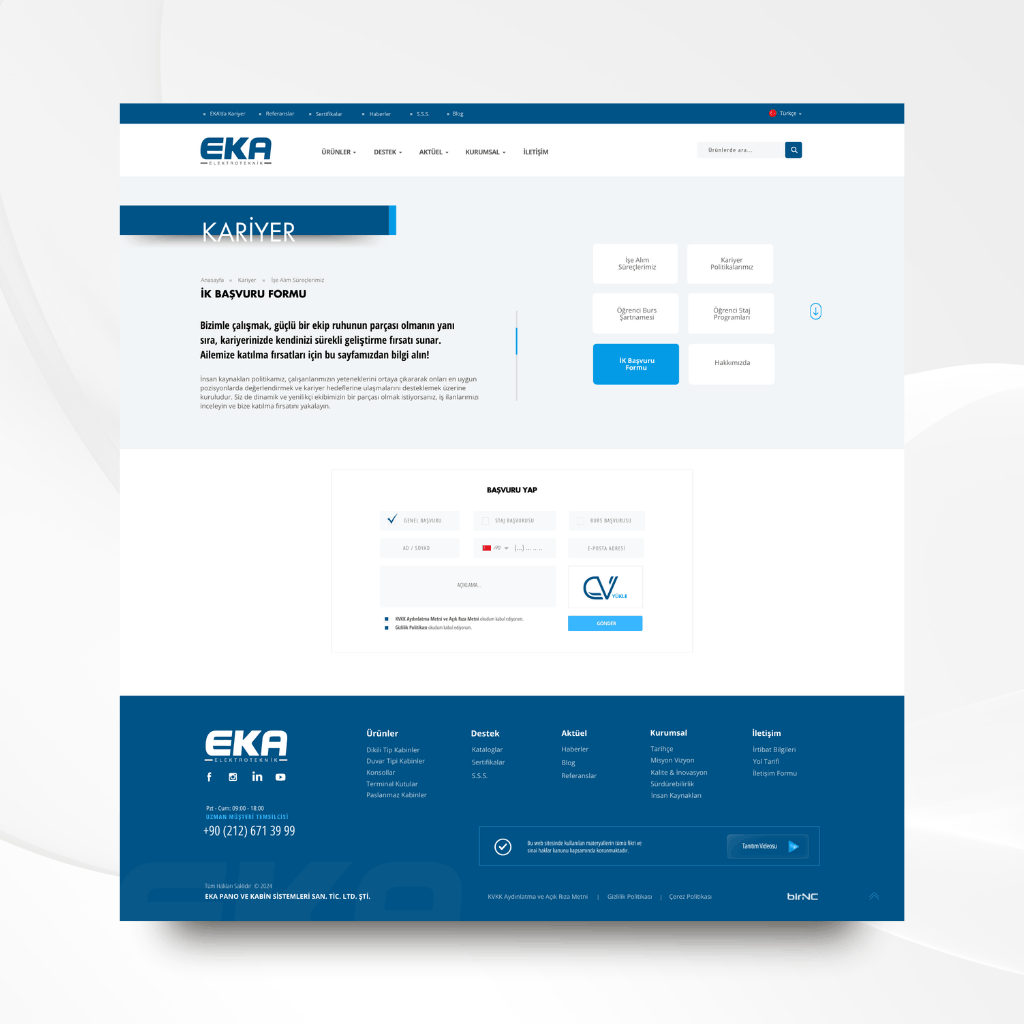 Eka Elektroteknik Web Tasarım İK Başvuru Formu