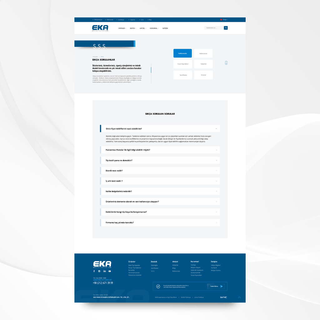 Eka Elektroteknik Web Tasarım SSS
