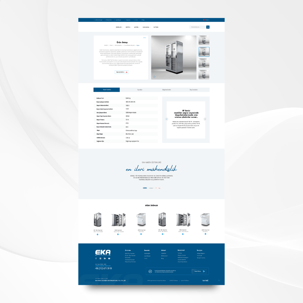 Eka Elektroteknik Web Tasarım Ürünler Detay Tablo