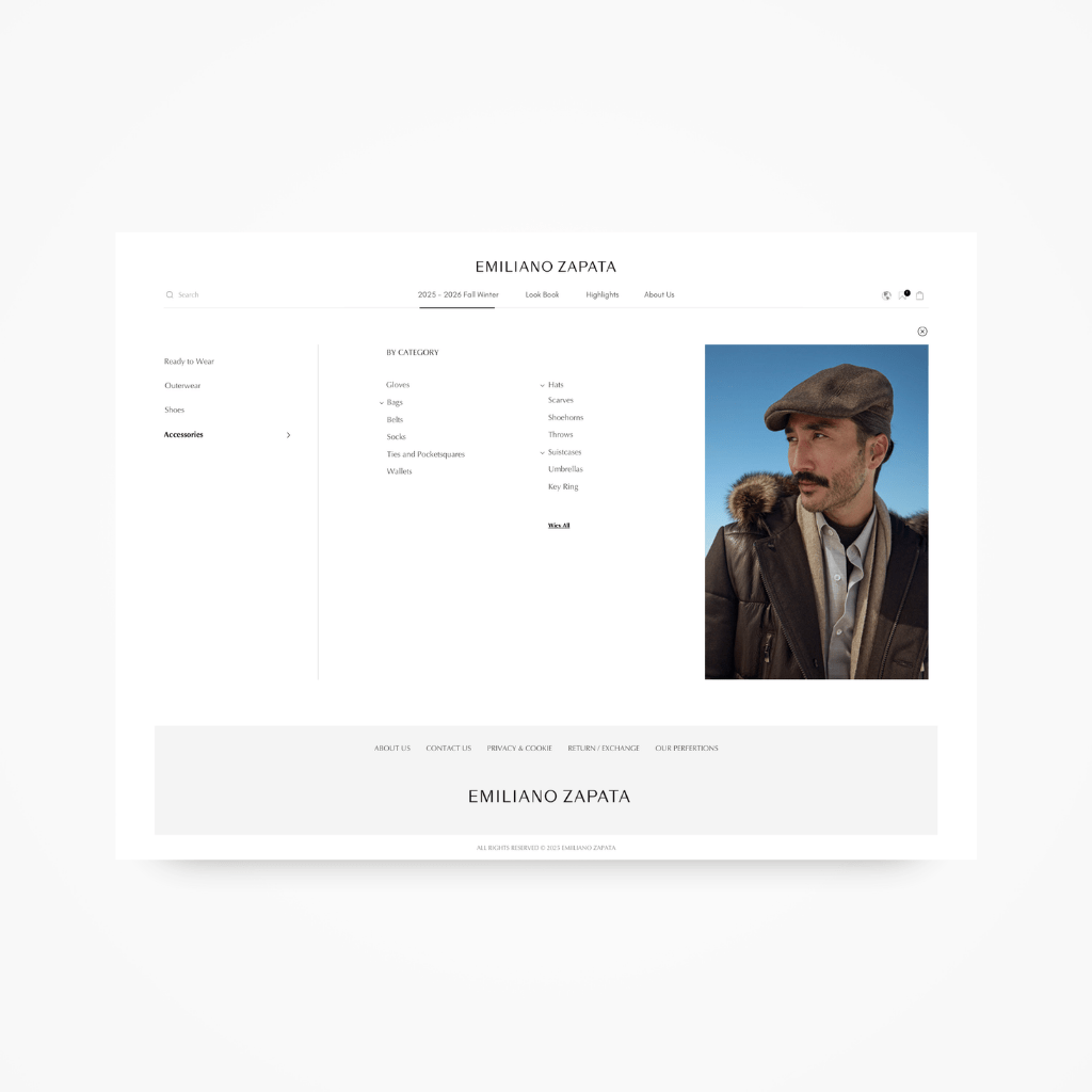 Emiliano Zapata Mega Menü Web Tasarımı