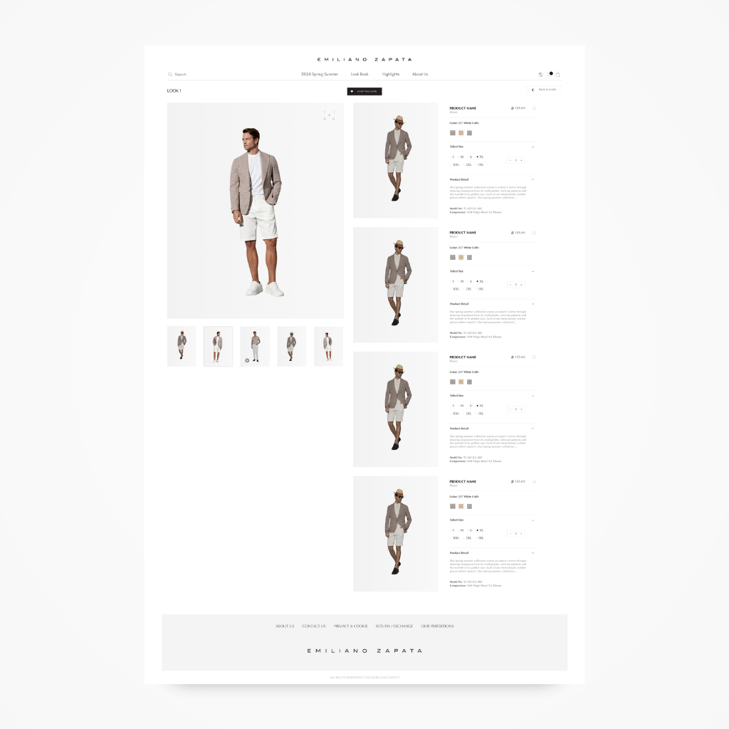 Emiliano Zapata Look Book Detay Web Tasarımı