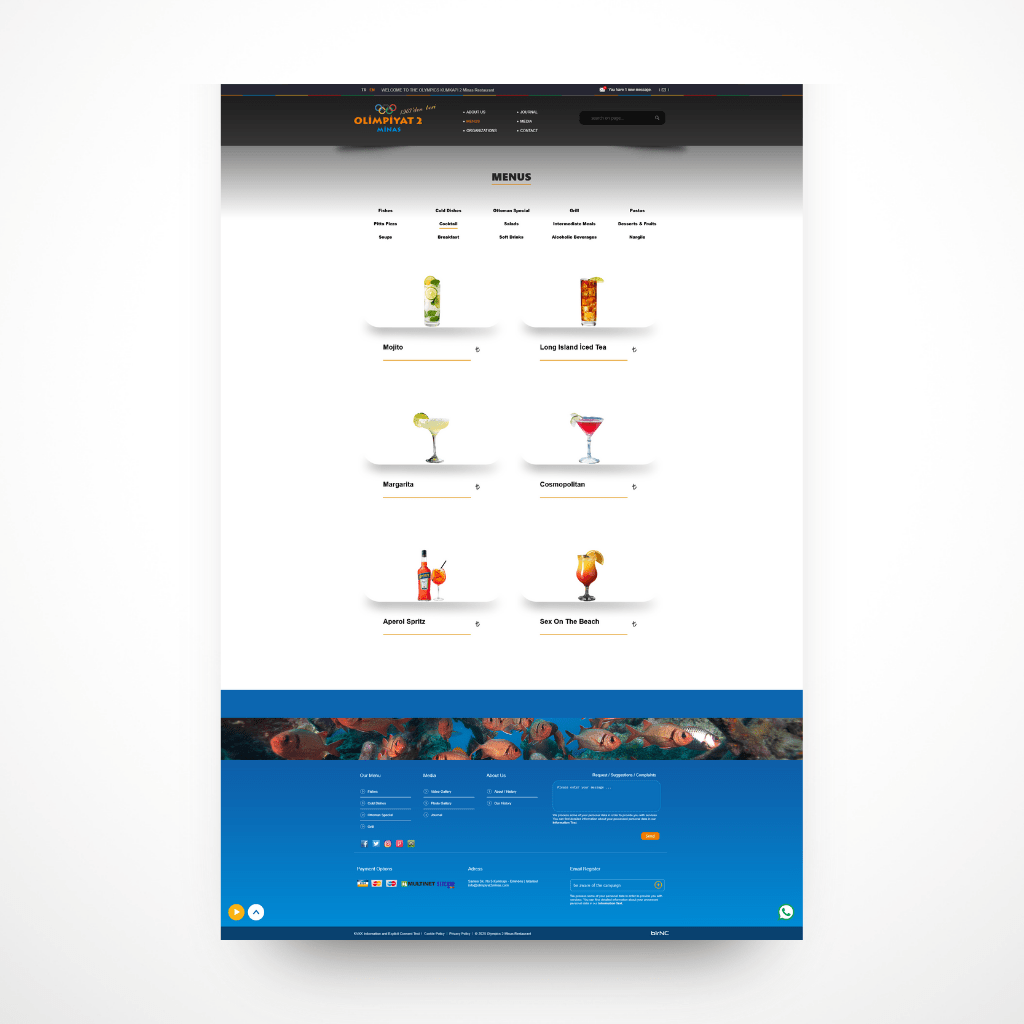 Olimpiyat 2 Minas Restaurant Web Tasarım Menüler