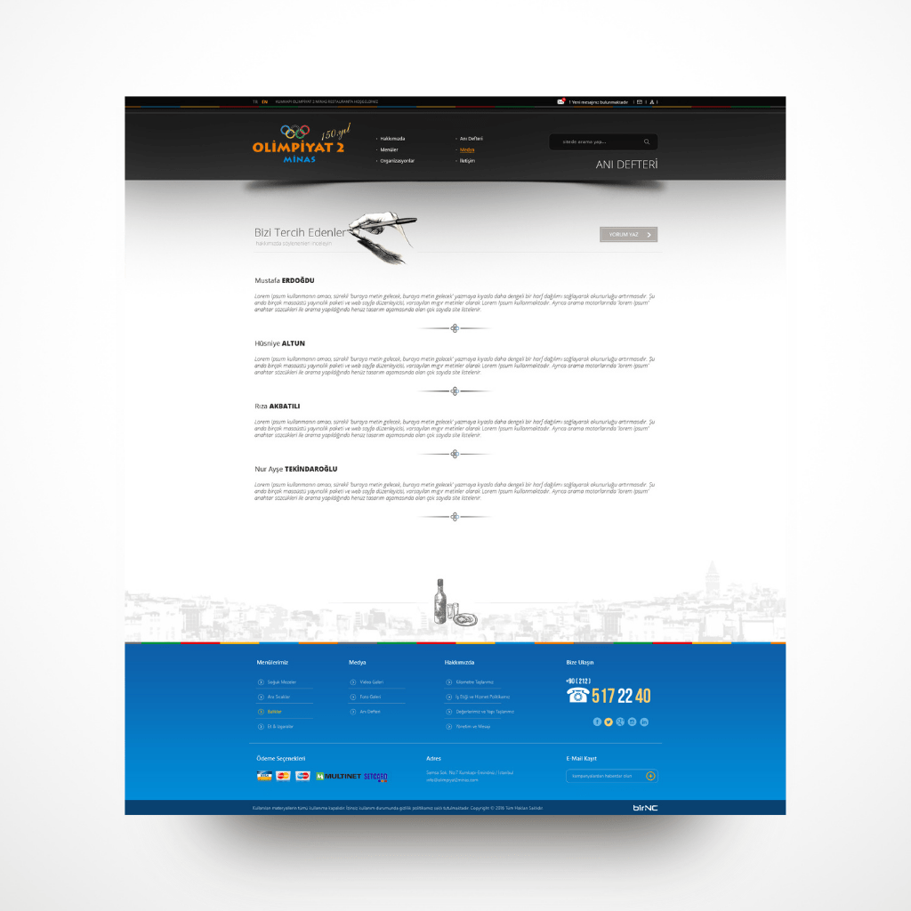 Olimpiyat 2 Minas Restaurant Web Tasarım Anı Defteri